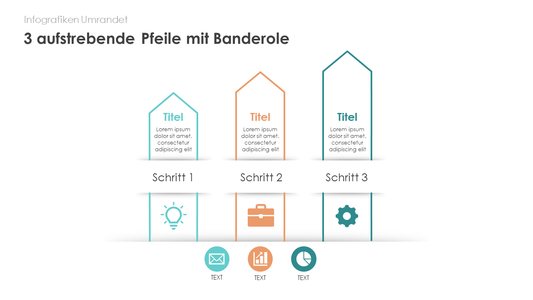 Aufstrebende Pfeile mit Banderole