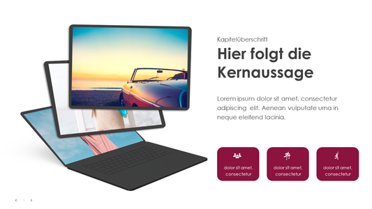 Laptop mit 3 Bildschirmen Mockup (Bordeaux)