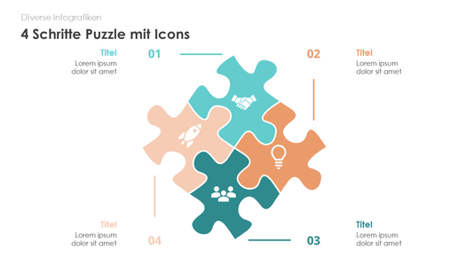 4 Schritte Puzzle mit Icons