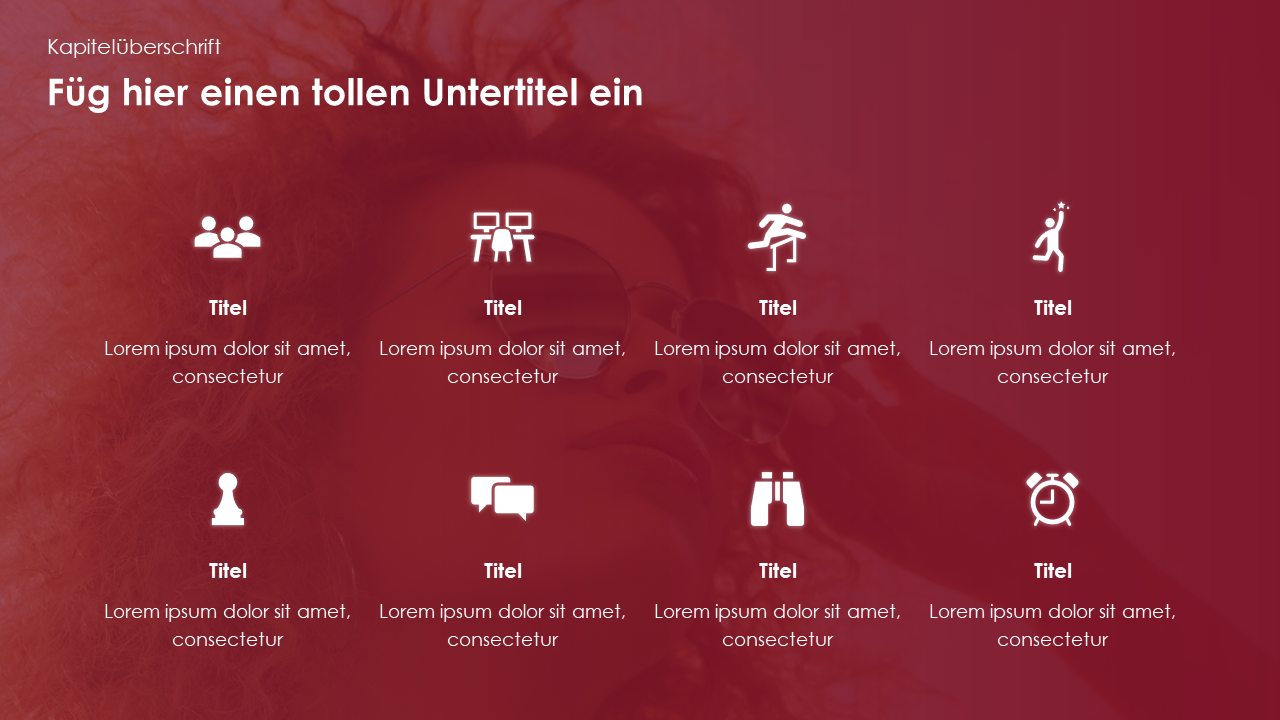 8 Icons mit Beschreibungen