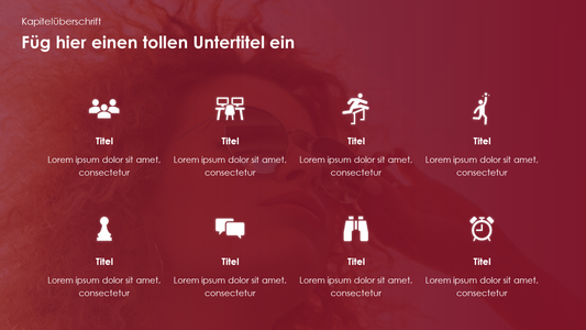 8 Icons mit Beschreibungen