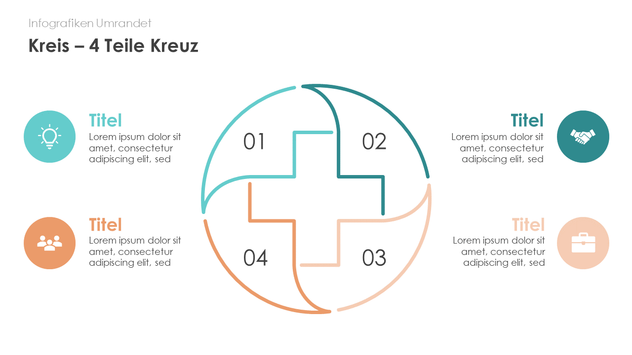 Kreis - 4 Teile Kreuz