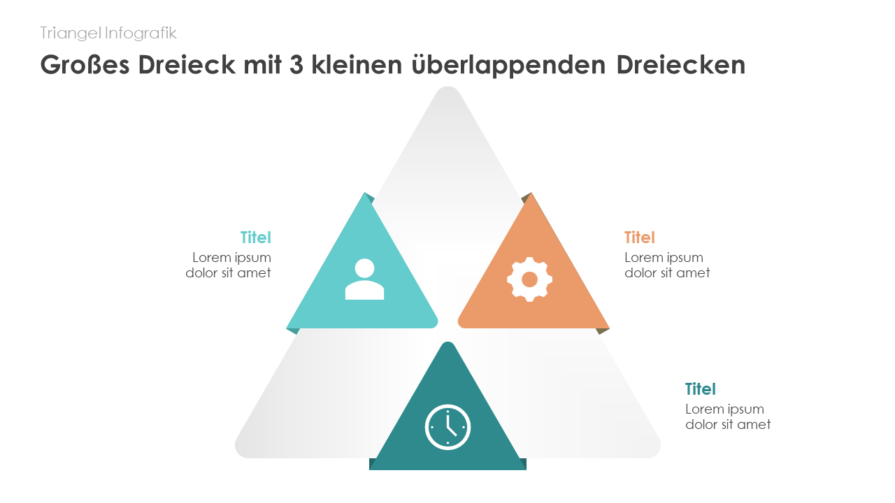 Großes Dreieck mit 3 kleinen überlappenden Dreiecken