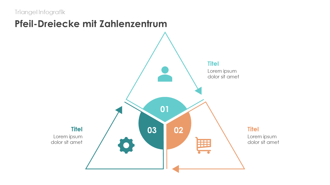 Pfeil Dreieck mit Zahlenzentrum