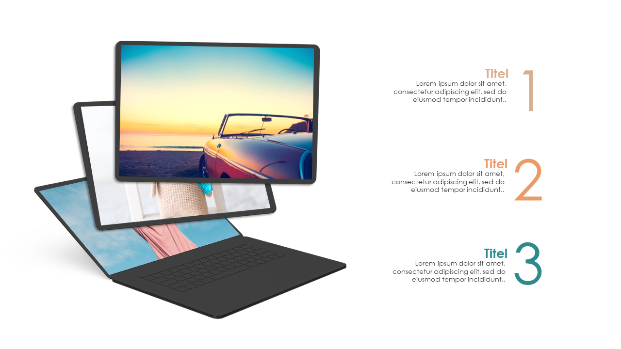 Laptop mit 3 Bildschirmen Mockup